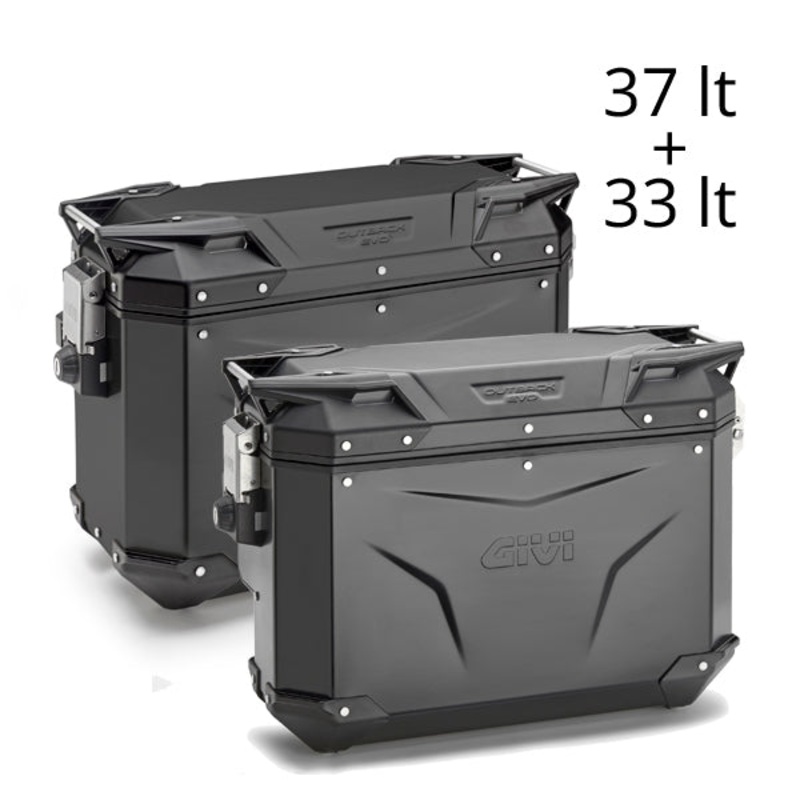 Givi Trekker Outback EVO 37 & 33 lt (contoured) Cam-Side Black (pair)