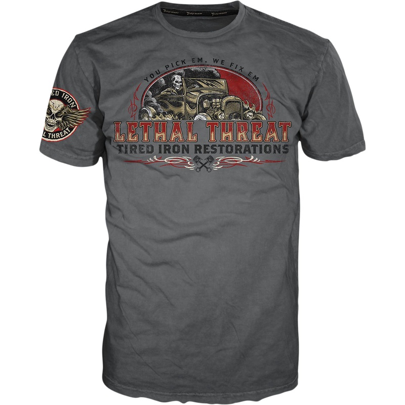 LETHAL THREAT 3030-21583 VV40174-4XL Tired Iron Restorations T-Shirt vintage velocity  - gray - 4xl