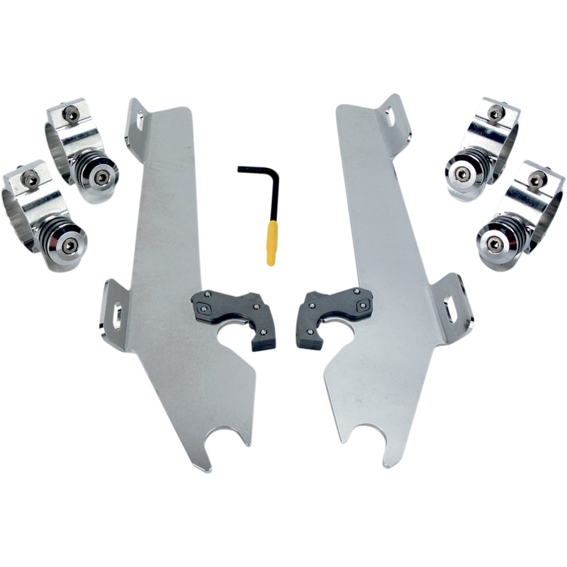 MEMPHIS SHADES 2321-0179 MEK1945 Fats/Slim Windshield Trigger-Lock Complete Mount Kit Batwing Trigger Lock Mounting Kit - Stateline/Sabre - Polished