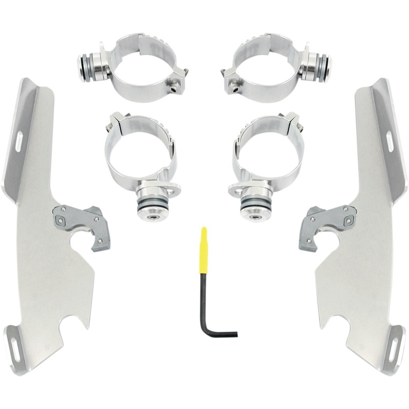 MEMPHIS SHADES 2321-0344 MEK1989 Fats/Slim Windshield Trigger-Lock Complete Mount Kit Fats/Slim Trigger Lock Mounting Kit - M50 - Polished