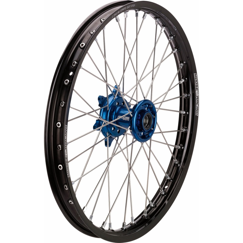 MOOSE OFFROAD 0204-0641 CF-16021BKBU SX-1 Complete Wheels Wheel Assembly - SX-1 - Complete - Front - Black Wheel/Blue Hub - 21x1.6