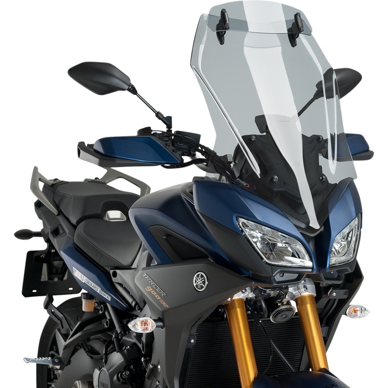 PUIG HI-TECH PARTS 2301-2807 3755H Touring Windshield with Visor Touring Windscreen w/ Visor - Light Smoke - Yamaha