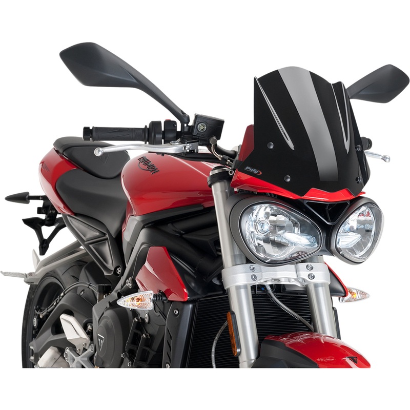 PUIG HI-TECH PARTS 2301-2828 9999N Naked New Generation Windshield New Generation Windscreen - 12-1/4" - Black - Street Triple 765