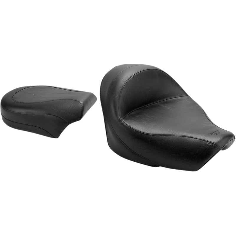 MUSTANG 0810-0406 76521 Vintage Wide Touring Seat Seat - Vintage - Wide - Touring - Without Driver Backrest - Two-Piece - Smooth - Black - VT750