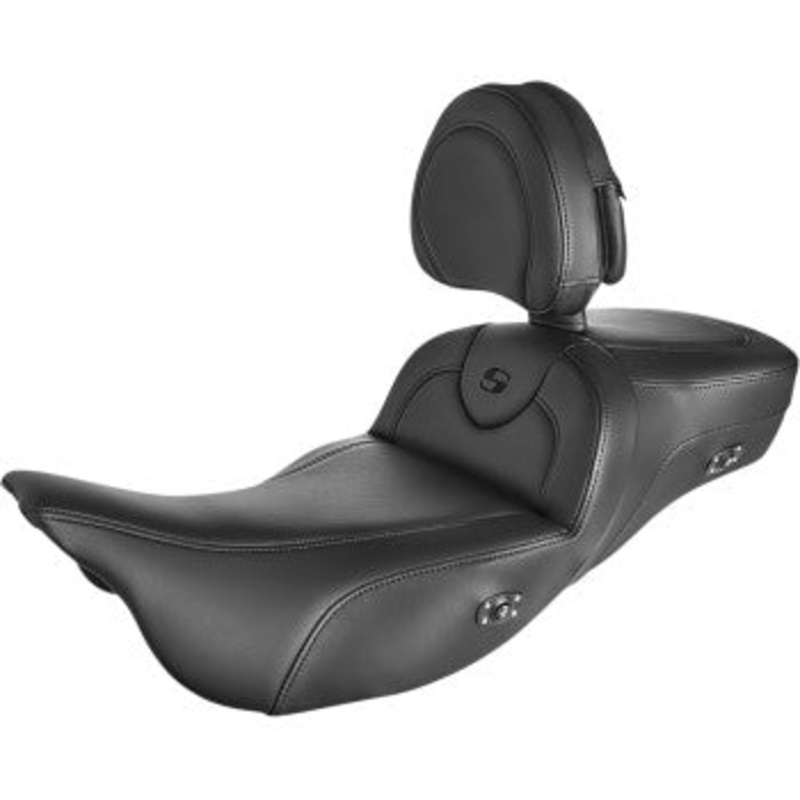 (OPEN BOX) SADDLEMEN 0801-1401 808-07B-188BRHC Roadsofa Extended Reach Heated Seat  - Black/Black Stitching - With Backrest
