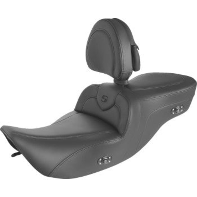 (OPEN BOX) SADDLEMEN 0801-1417 897-06-187BRHCT Heated RoadSofa Seat - With Backrest - Black W/Black Stitching