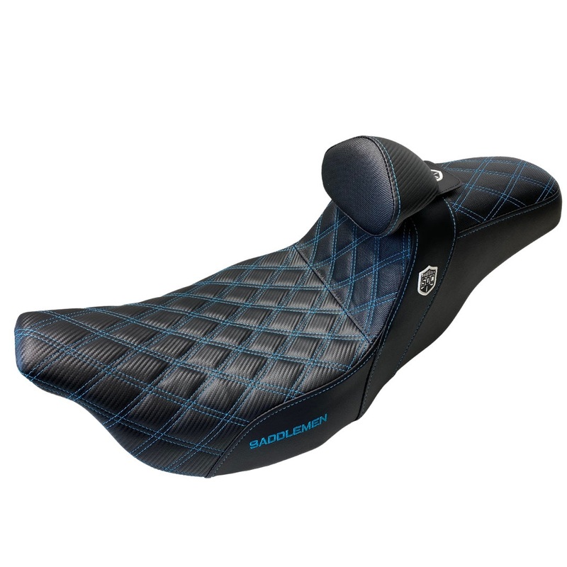 (OPEN BOX) SADDLEMEN TEAL STITCH 0801-1256 SC80807DBRT Pro Series SDC Performance Grip Seat - With Backrest - Full Lattice Stitch/Lumbar Gripper - 08 -24 FL