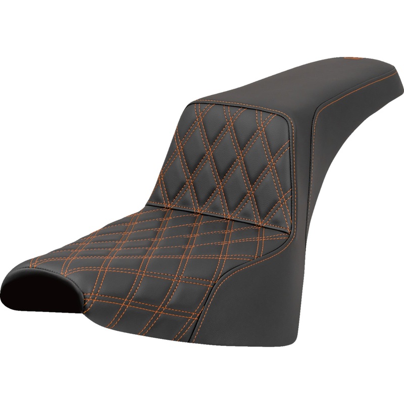 SADDLEMEN 0802-1653 818-30-17203 Lattice Stitch Step-Up Seat Step-Up Seat - Front Lattice Stitch - Orange Stitch - FL/FX '18-'23