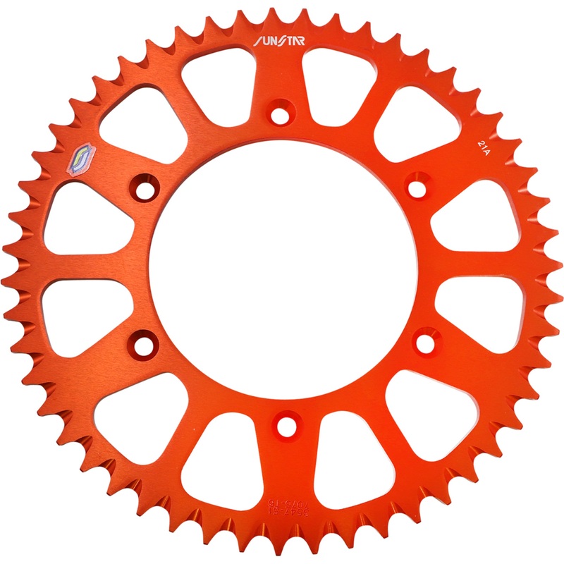 SUNSTAR SPROCKETS 1211-1339 5-354751OR Aluminum Rear Sprocket Rear Sprocket - 51 Tooth - Works/Orange
