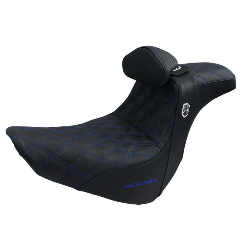 (OPEN BOX) BLUE STITCH SADDLEMEN 0802-1435 SC81829DBRT Pro Series SDC Performance Grip Seat - Backrest 18-24
