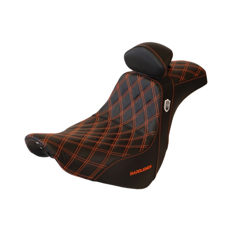 (OPEN BOX) ORANGE STITCH SADDLEMEN 0802-1435 SC81829DBRT Pro Series SDC Performance Grip Seat - Backrest 18-24