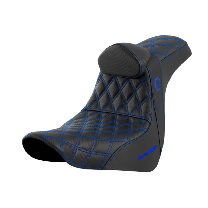 (OPEN BOX) SADDLEMEN 0802-1597 SC81829BLURT Pro Series SDC Performance Grip Seat with Backrest - Blue Stitch - FL/FX '18-'23
