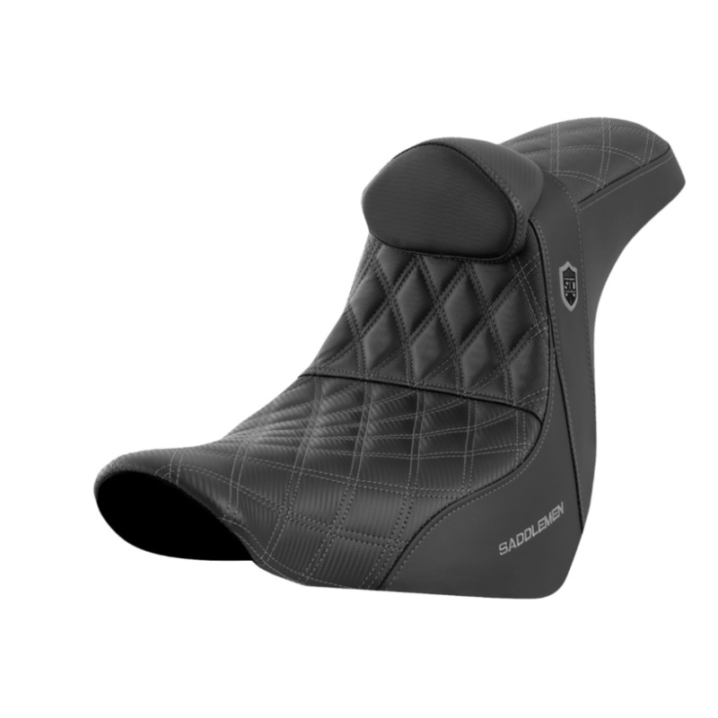 (OPEN BOX) SADDLEMEN 0802-1599 SC81829GRERT Pro Series SDC Performance Grip Seat with Backrest - Gray Stitch - FL/FX '18-'23