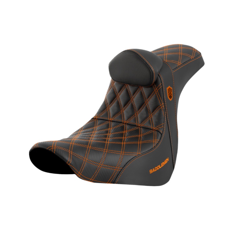 (OPEN BOX) SADDLEMEN 0802-1600 SC81829ORART Pro Series SDC Performance Grip Seat with Backrest - Orange Stitch - FL/FX '18-'23
