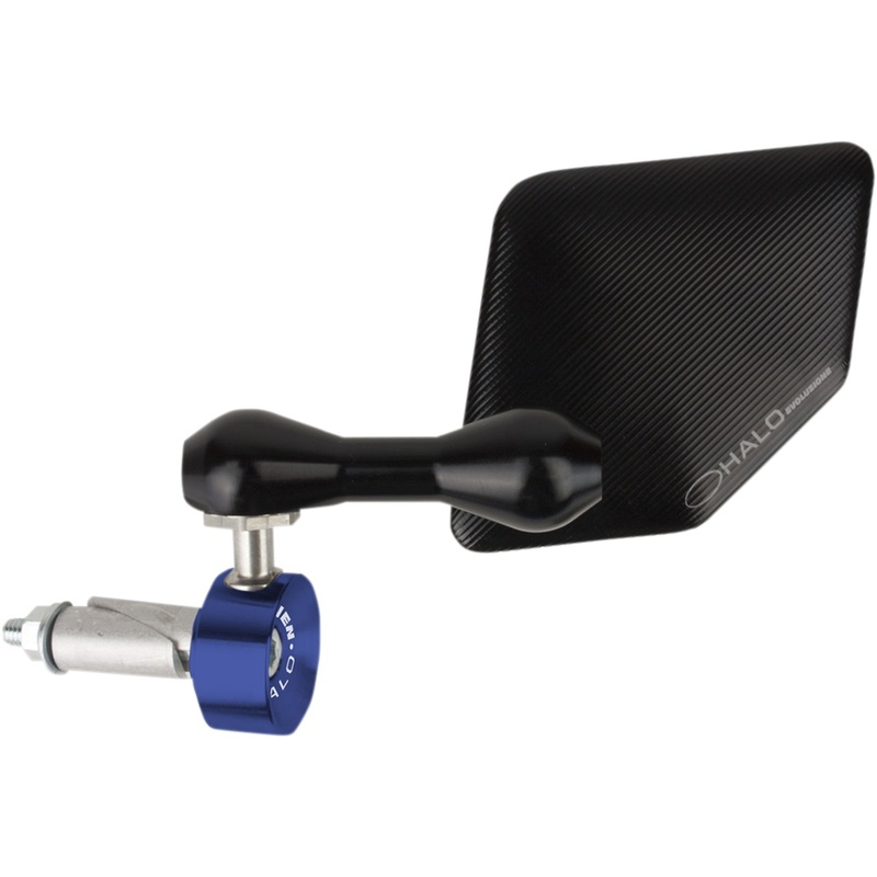 DRIVEN RACING 0640-1074 DHBMR-BL Halo Stainless Steel Bar End Mirror Halo Mirror - Blue - Right