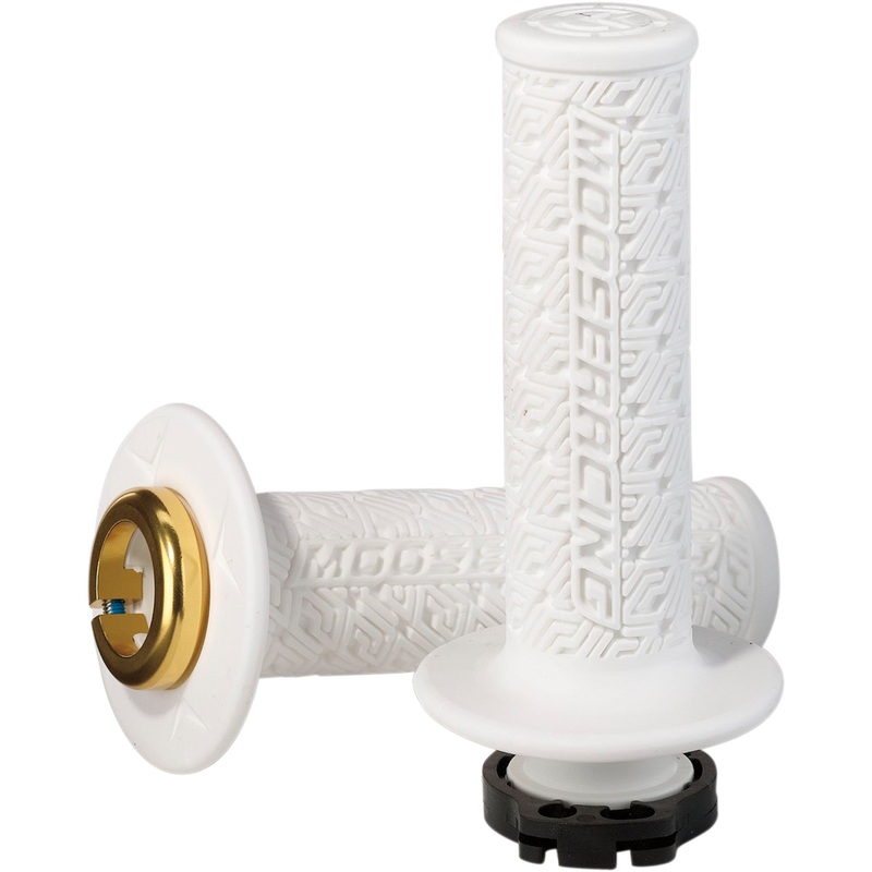 MOOSE OFFROAD 0630-2536 B36MRW-D 36 Series Clamp-On Grips Grips - Lock-On - White/Gold
