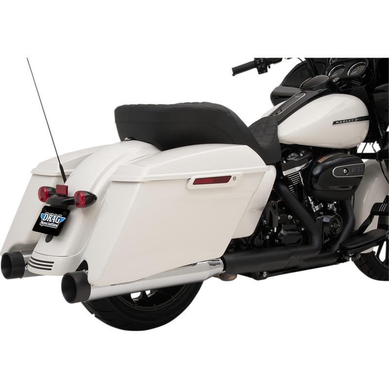 (OPEN BOX) DRAG SPECIALTIES 4" Slip-On Mufflers with Billet End Caps Chrome/Black