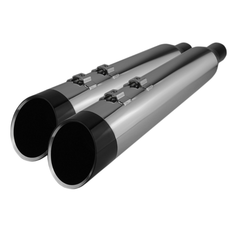 (OPEN BOX) KHROME WERKS 1801-1449 202685 HP-Plus 4.5" Slip-On Mufflers - Chrome with Edge End Cap Tip, Black