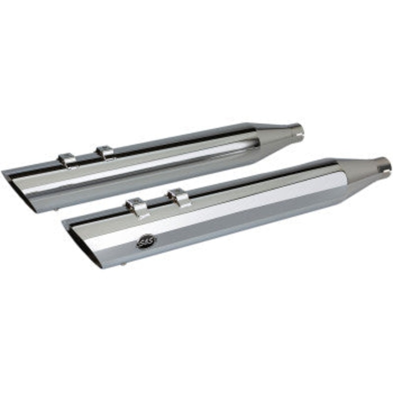 (OPEN BOX) S&S CYCLE 1801-1207 550-0695S Slash Cut Slip-On Mufflers - Chrome