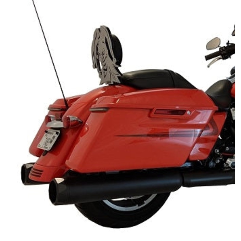 (OPEN BOX) Tab Performance 4.5" Black B.A.M. Slip-on Exhaust with Black Straight Cut Tips, Zombie Baffle, FL Touring '95-'16 Does NOT Fit Trikes