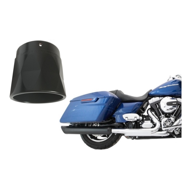 (OPEN BOX) Tab Performance 4" Black B.A.M. Slip-on Exhaust with Black Straight Cut Tips, Zombie Baffle, FL Touring '95-'16 & '17-Up Trikes