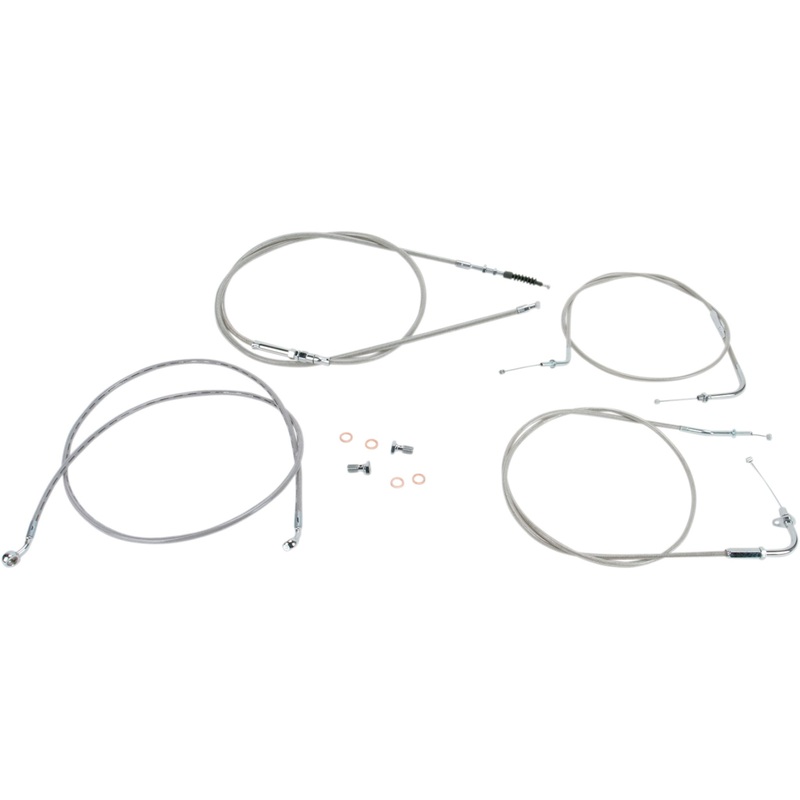 BARON 0650-1016 BA-8074KT-16 Stainless Handlebar Cable/Line Kit 15" - 17" - vn900