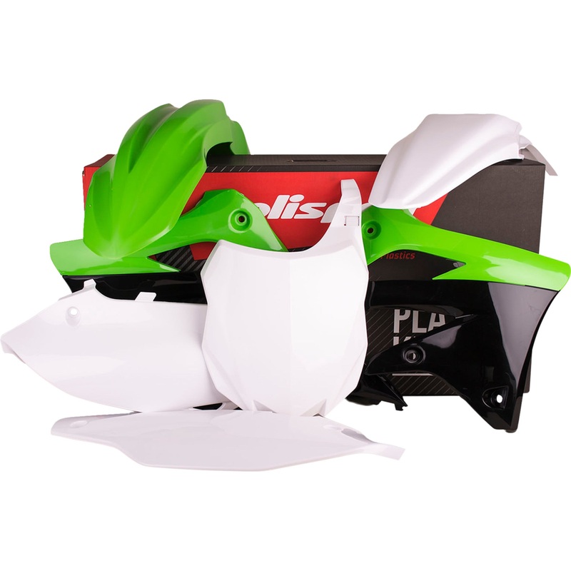 POLISPORT 0520-1720 90545 Body Kit For Kawasaki Body Kit - Complete - OEM Green/White/Black - KX 450F