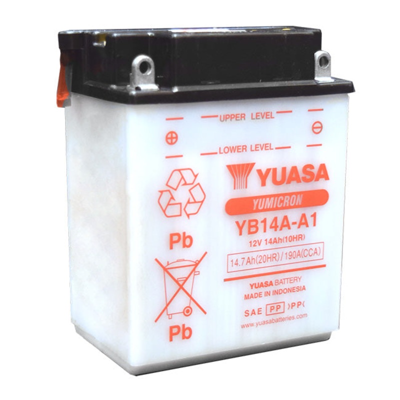 *YB14A-A1 DG Battery with 0.9ltr acid pack Yuasa. Alt: YB14AA2 (YB14AA1PK)