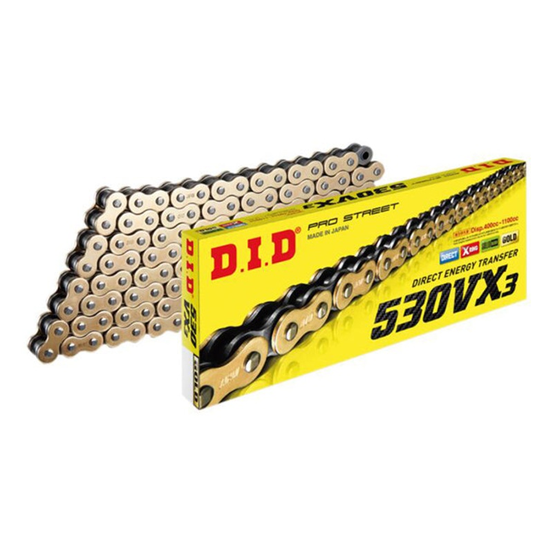 530VX3 x 118ZB G&B X'Ring solid bush chain w/ ZJ rivet link DID (530VX3118G)