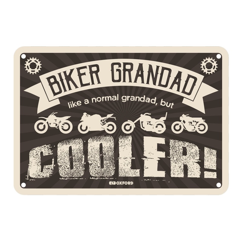 Oxford Garage Metal Sign: "Biker Grandad, Like a Normal Grandad, But Cooler"