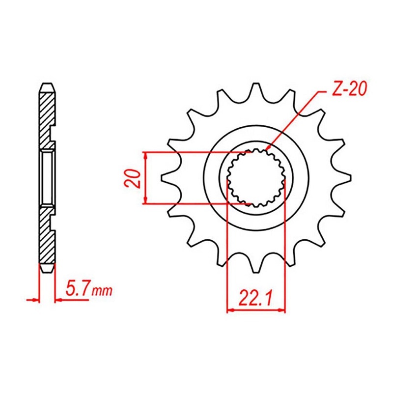 MTX 1590 Hornet Lightweight Steel Front Sprocket #520 (10B-5NL)