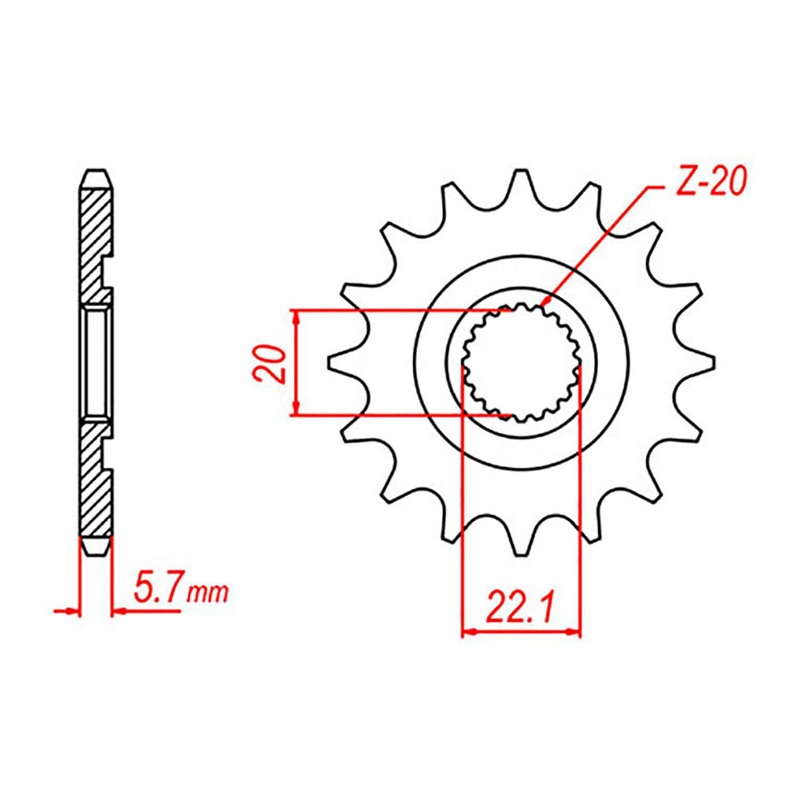 MTX 1590 Steel Front Sprocket #520 (10-5NL)