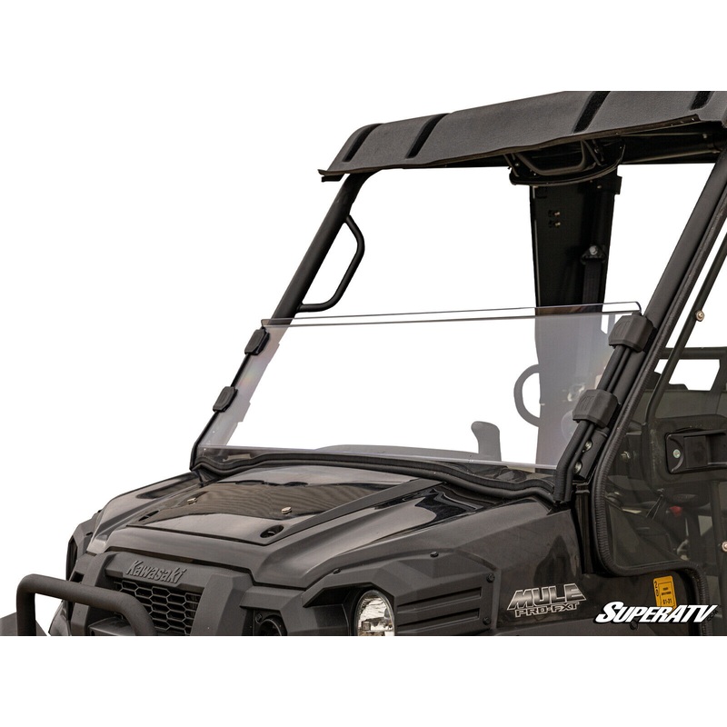 SuperATV Clear Polycarbonate Half Windshield for Kawasaki Mule Pro