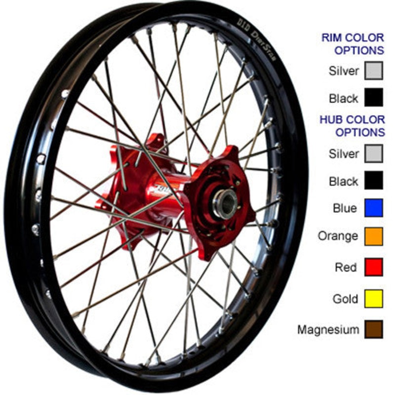 DUBYA FRONT WHEEL SET 1.60X21 BLUE HUB BLACK RIM 56-4101DB