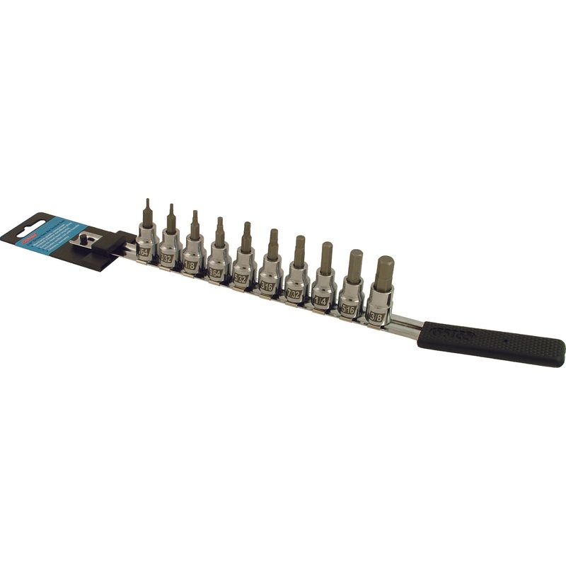 CRUZ TOOLS SOCKET BIT SET 10PC HEX STANDARD IN38HBS