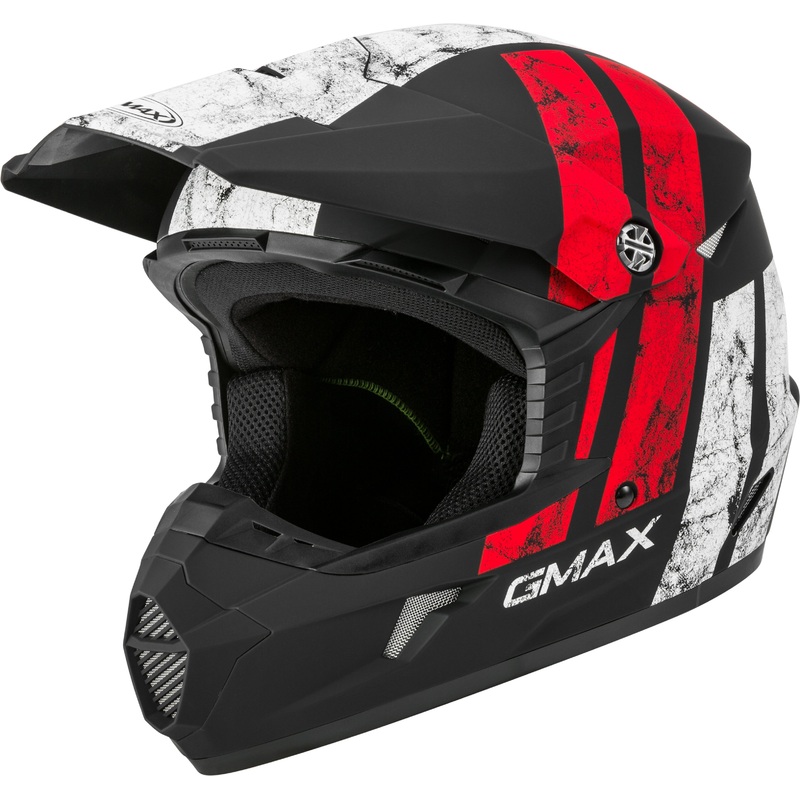 GMAX MX-46 OFF-ROAD DOMINANT HELMET MATTE BLACK/WHITE/RED MD G3464355