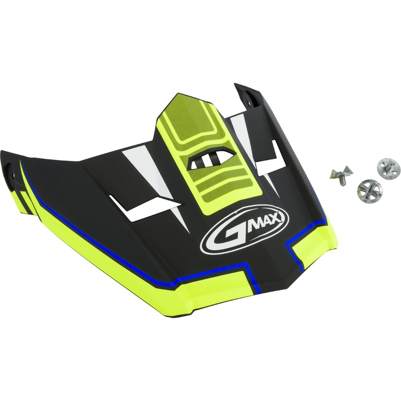 GMAX VISOR W/SCREWS UNCLE MX-46 MATTE BLK/HI-VIS YLW/BLUE M-3X G046826