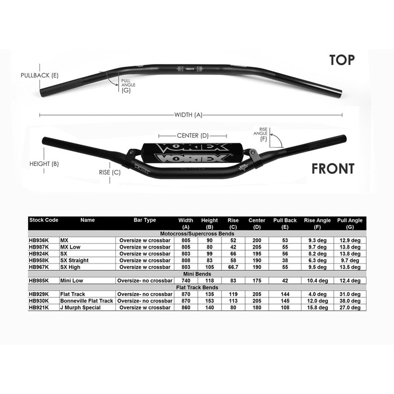 VORTEX V3 OS HANDLEBAR MX BLACK HB936K