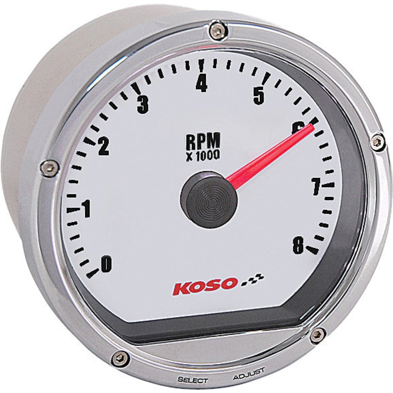 KOSO TNT TACHOMETER 8000 RPM CHROME CASING BA035102