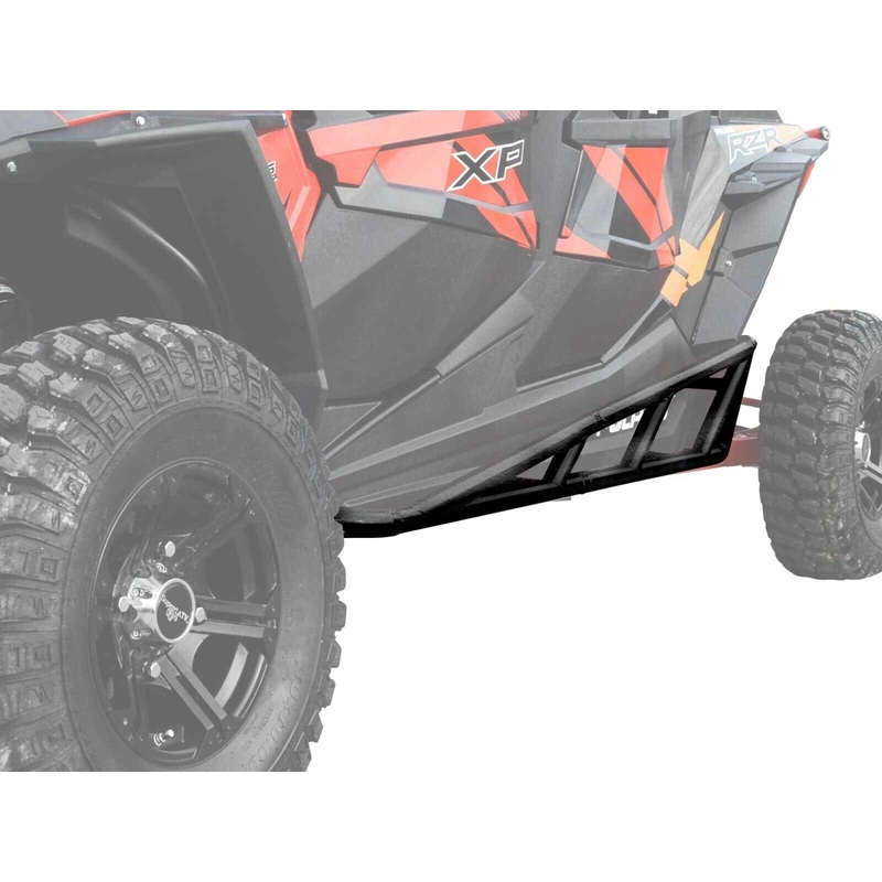 SuperATV Rock Slider Nerf Bars for Polaris RZR XP 4 1000 (14-23) - Wrinkle Black