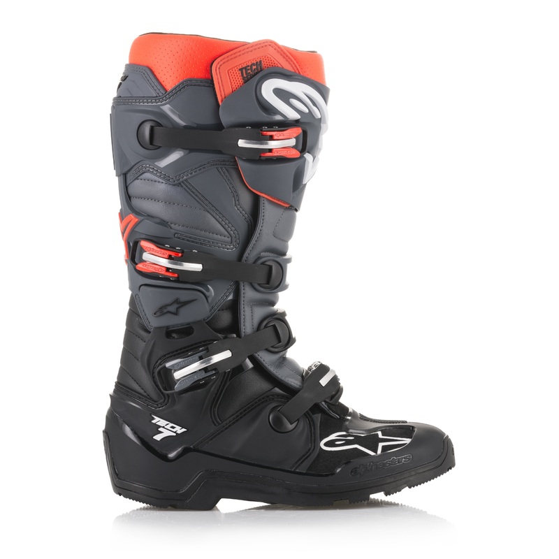 ALPINESTARS TECH 7 ENDURO BOOTS BLACK/GREY/RED SZ 14 2012114-1133-14