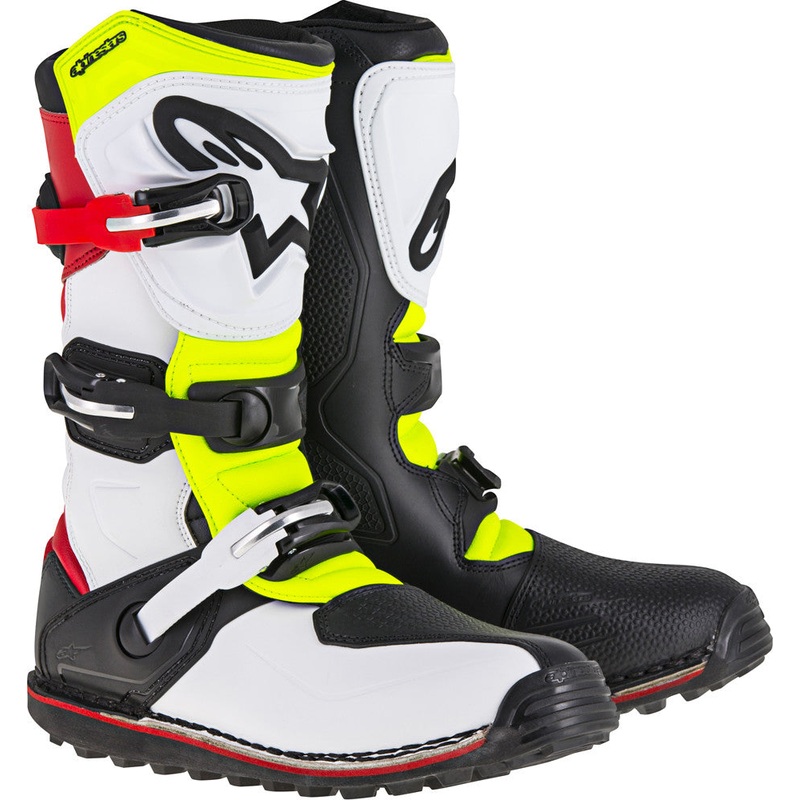 ALPINESTARS TECH-T BOOTS WHITE/RED/YELLOW/BLACK SZ 05 2004017-2351-5