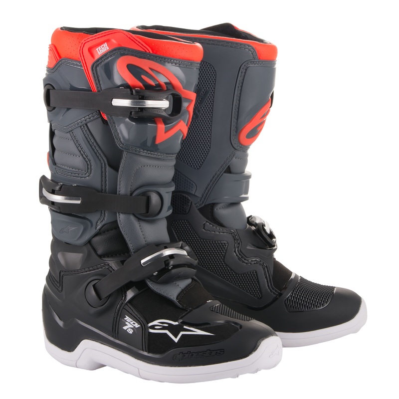ALPINESTARS YOUTH TECH 7S BOOTS GREY/RED SZ 04 2015017-1133-4