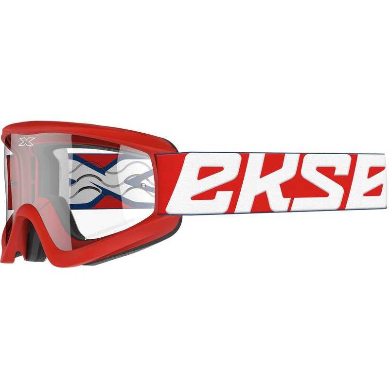 EKS BRAND FLAT-OUT GOGGLE RED/WHITE W/CLEAR LENS 067-60430