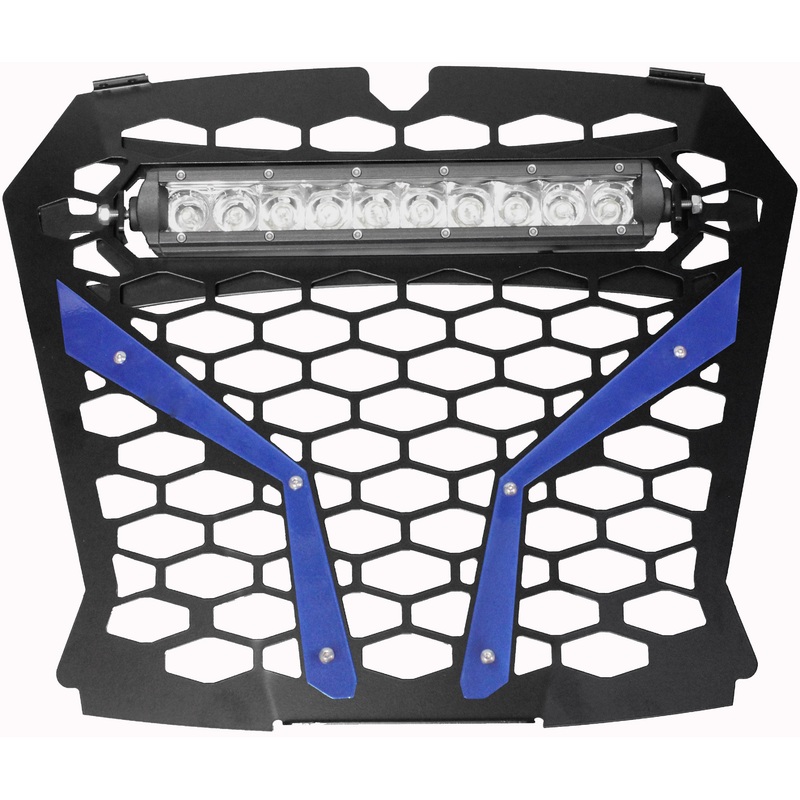 MODQUAD FRONT GRILL BLUE POL RZR S WITH 10" LIGHT RZR-FGLS-XP1KS-BL