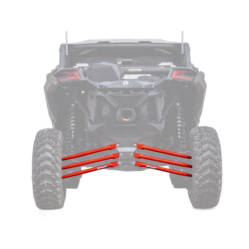 SuperATV Tubed Rear Radius Rods for Can-Am Maverick X3 (64" Body) - Red