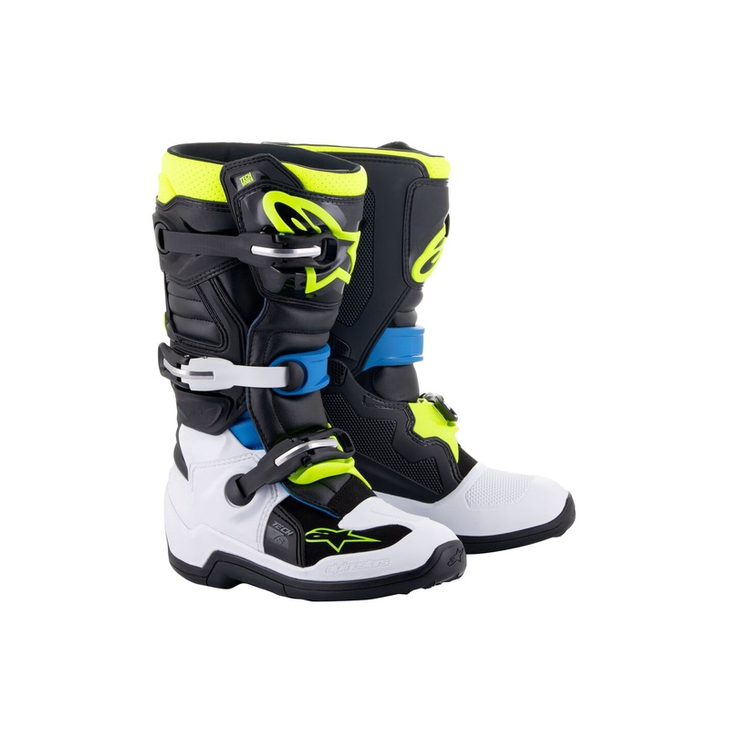 Alpinestars Tech 7S Youth MX Boots - Black Enamel Blue Yellowfluro