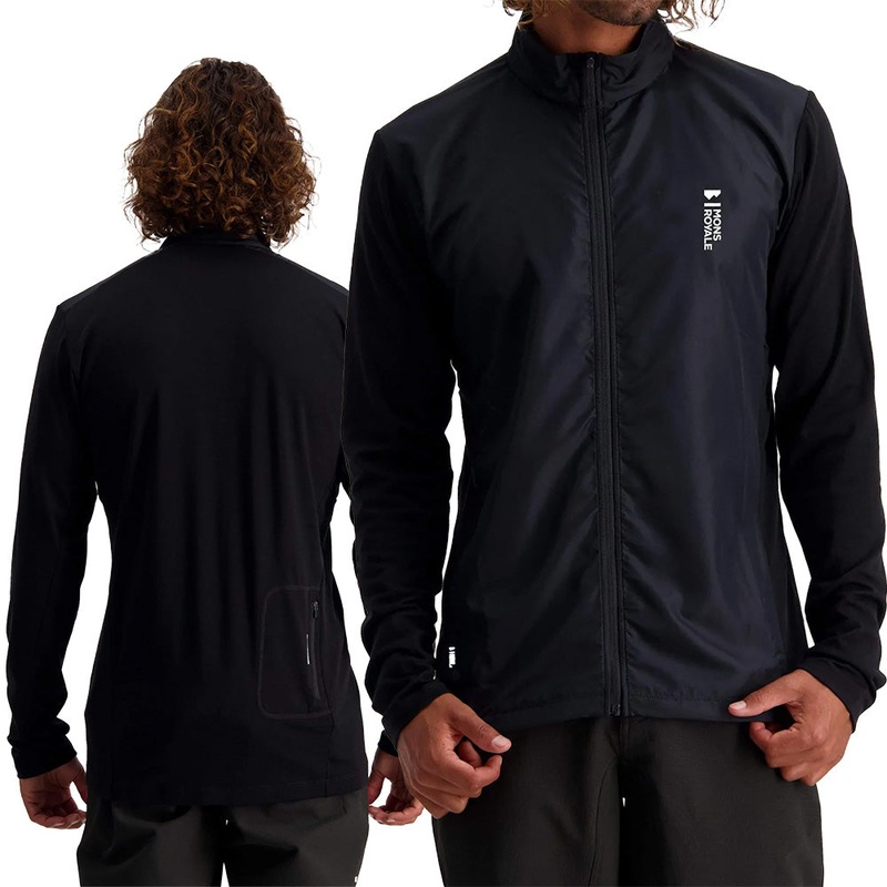Mons Royale Redwood Wind Long Sleeve Mens Jersey - M - Black