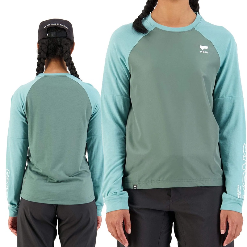 Mons Royale Tarn Wind Long Sleeve Women's Jersey - Women's M - Sage - Burnt Sage